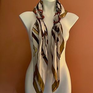 Cristella Milano Vintage Silk Leather Trim Scarf